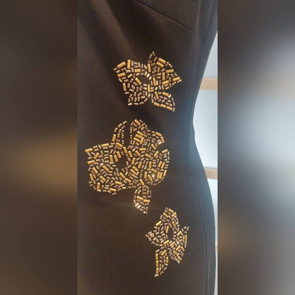 Guess Black Dress with Gold Floral Accents - Picture 3 of 10